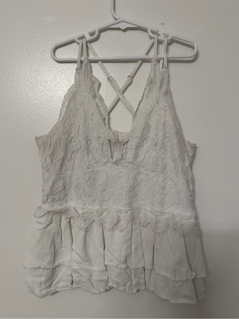 White Lace Tiered Camisole Top - Women's